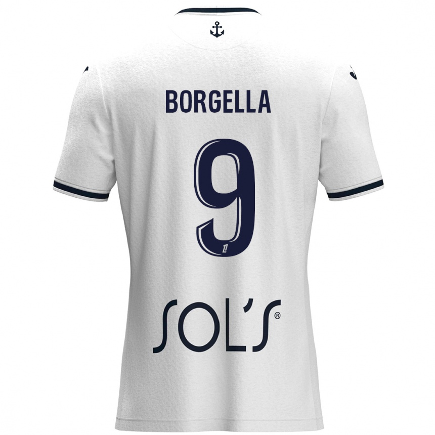 Kids Football Roselord Borgella #9 White Dark Blue Away Jersey 2024/25 T-Shirt