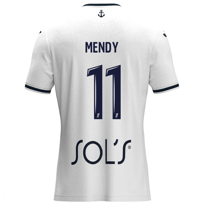 Kids Football Mélinda Mendy #11 White Dark Blue Away Jersey 2024/25 T-Shirt