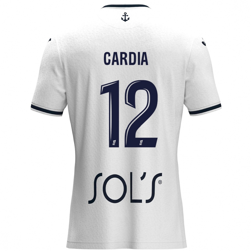 Kids Football Mickaëla Cardia #12 White Dark Blue Away Jersey 2024/25 T-Shirt