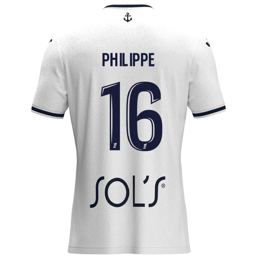 Kids Football Laëtitia Philippe #16 White Dark Blue Away Jersey 2024/25 T-Shirt