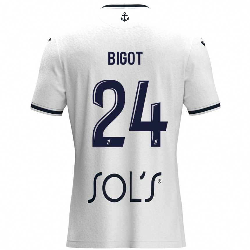 Kids Football Maureen Bigot #24 White Dark Blue Away Jersey 2024/25 T-Shirt