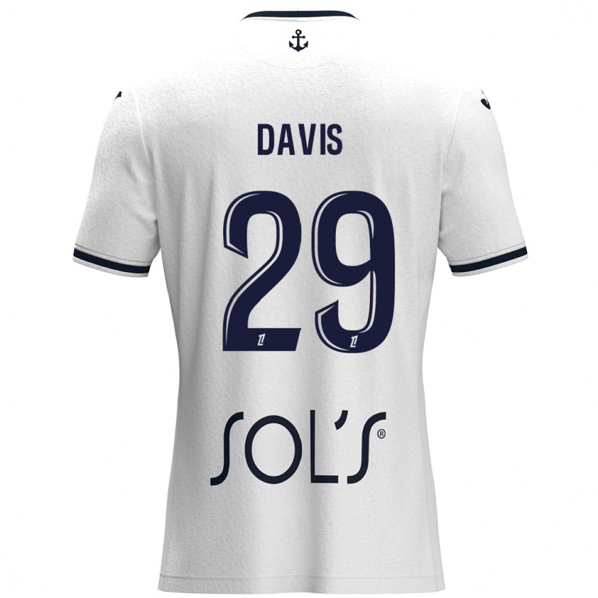 Kids Football Deja Davis #29 White Dark Blue Away Jersey 2024/25 T-Shirt