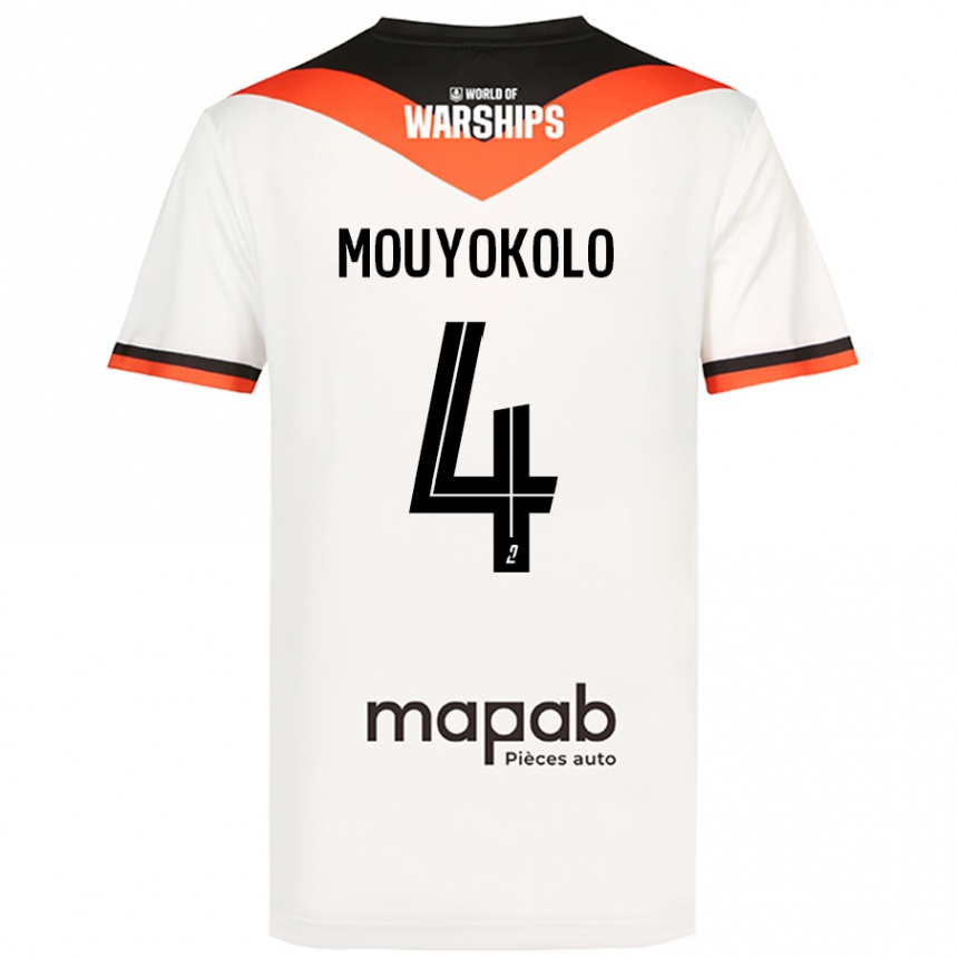 Kids Football Loris Mouyokolo #4 White Away Jersey 2024/25 T-Shirt