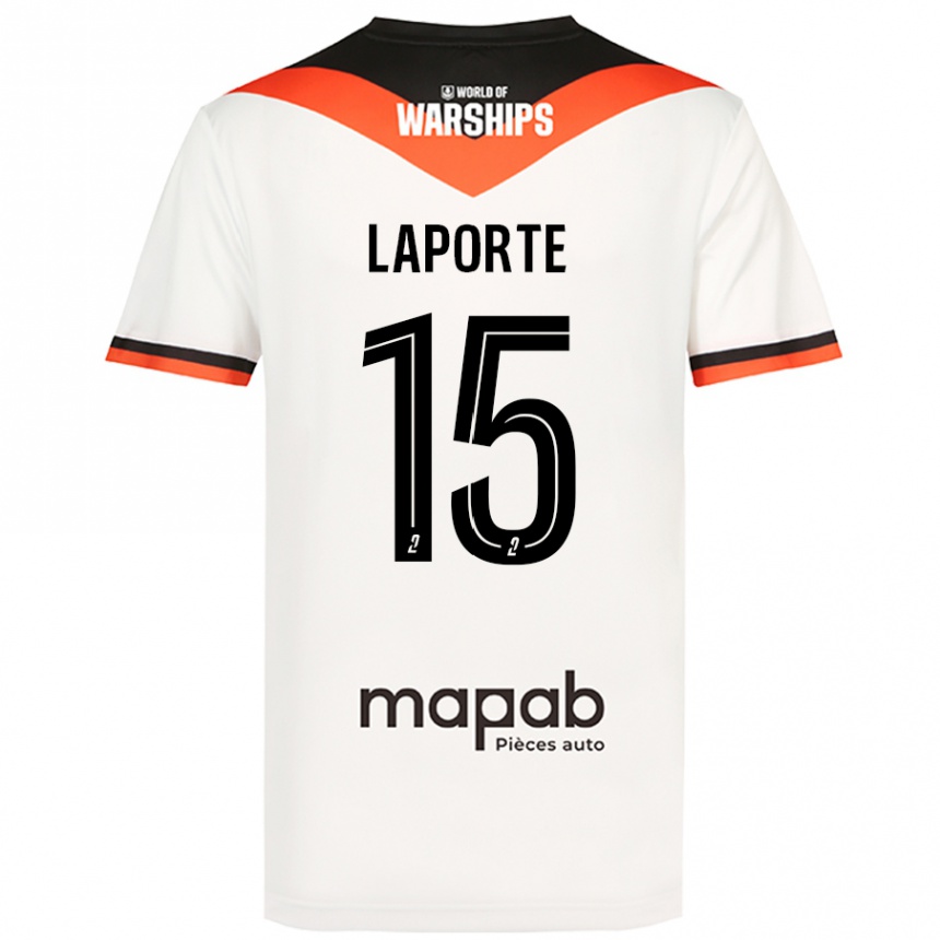 Kids Football Julien Laporte #15 White Away Jersey 2024/25 T-Shirt