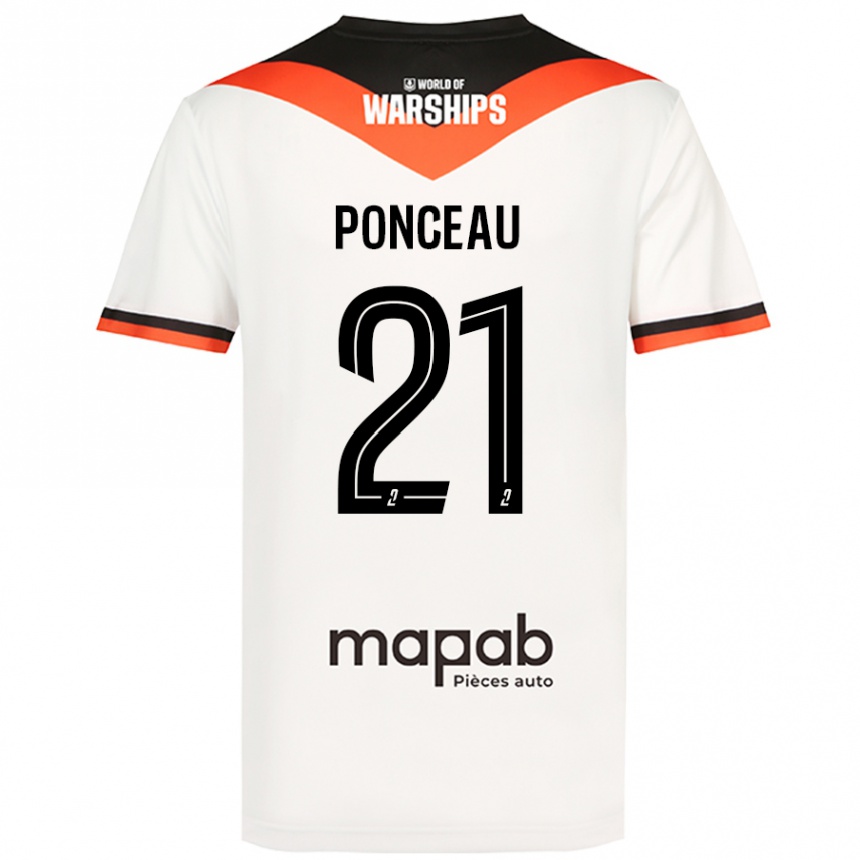 Kids Football Julien Ponceau #21 White Away Jersey 2024/25 T-Shirt