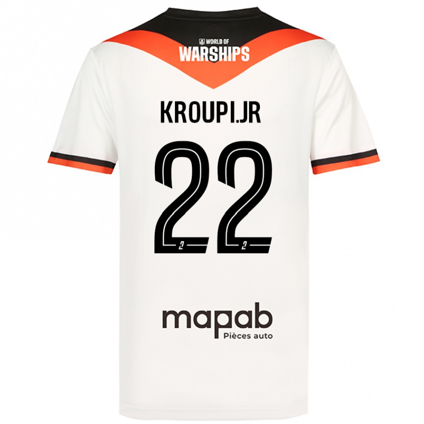 Kids Football Eli Junior Kroupi #22 White Away Jersey 2024/25 T-Shirt