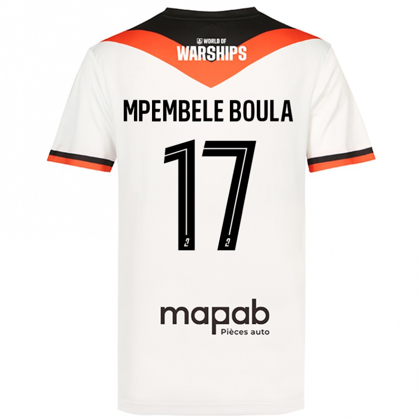 Kids Football Exaucé Mpembele Boula #17 White Away Jersey 2024/25 T-Shirt