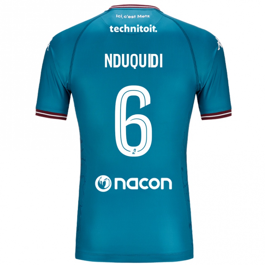 Kids Football Joseph Nduquidi #6 Bleu Petrole Away Jersey 2024/25 T-Shirt