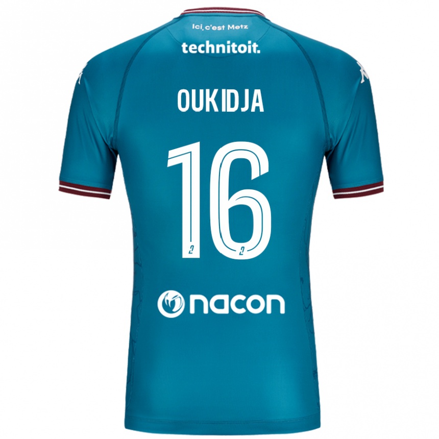 Kids Football Alexandre Oukidja #16 Bleu Petrole Away Jersey 2024/25 T-Shirt