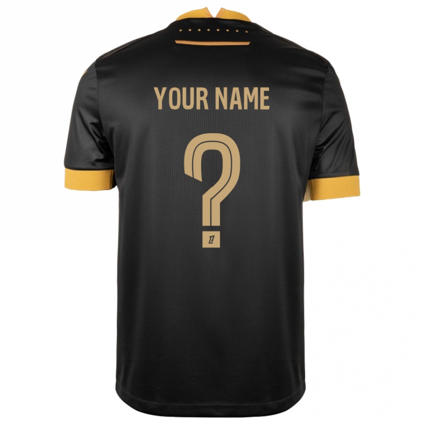 Kids Football Your Name #0 Black Brown Away Jersey 2024/25 T-Shirt