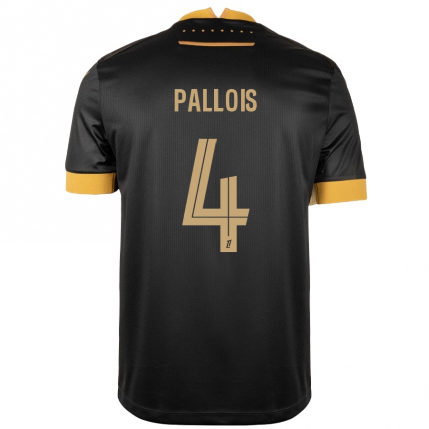 Kids Football Nicolas Pallois #4 Black Brown Away Jersey 2024/25 T-Shirt