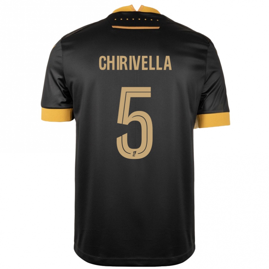 Kids Football Pedro Chirivella #5 Black Brown Away Jersey 2024/25 T-Shirt