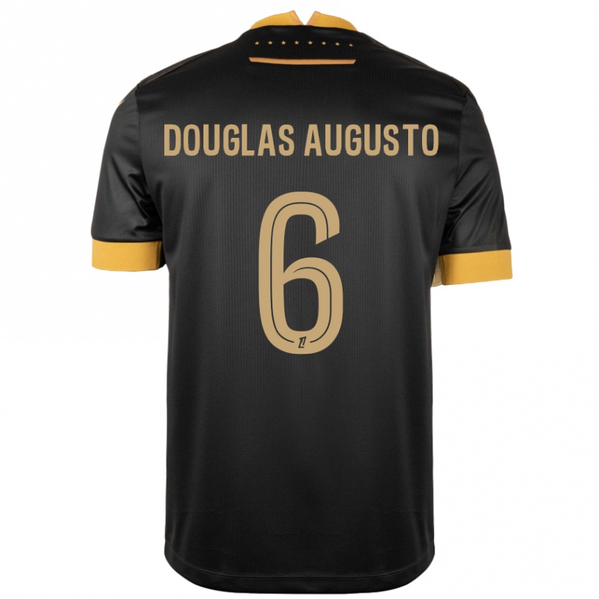 Kids Football Douglas Augusto #6 Black Brown Away Jersey 2024/25 T-Shirt