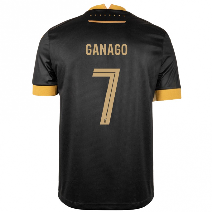 Kids Football Ignatius Ganago #7 Black Brown Away Jersey 2024/25 T-Shirt