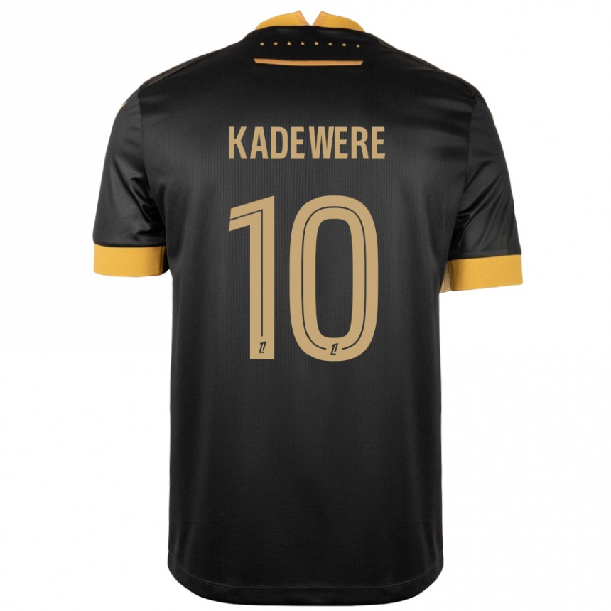 Kids Football Tino Kadewere #10 Black Brown Away Jersey 2024/25 T-Shirt