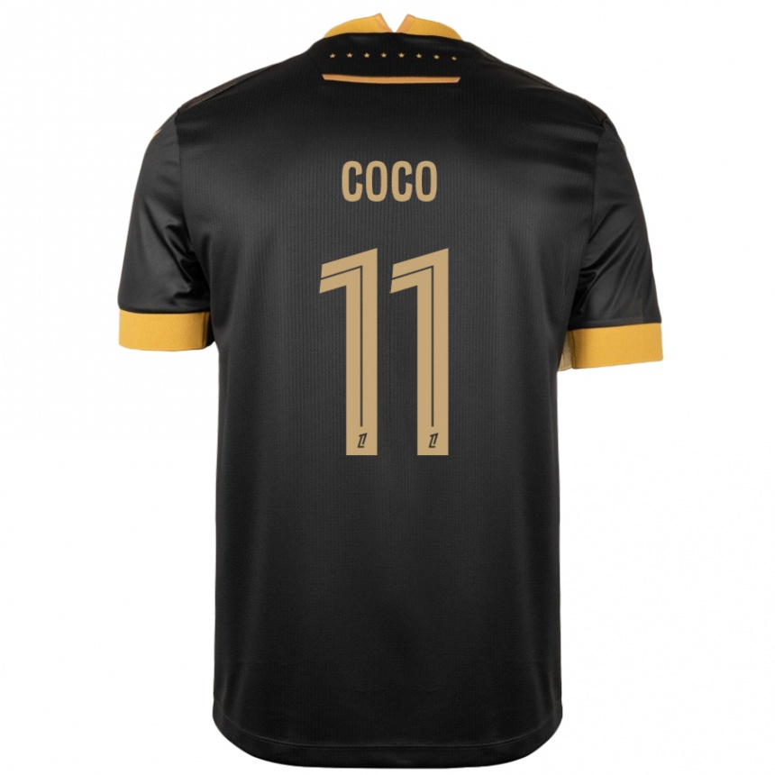 Kids Football Marcus Coco #11 Black Brown Away Jersey 2024/25 T-Shirt