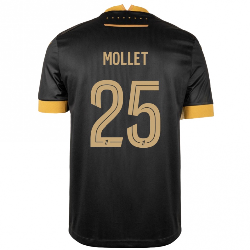 Kids Football Florent Mollet #25 Black Brown Away Jersey 2024/25 T-Shirt