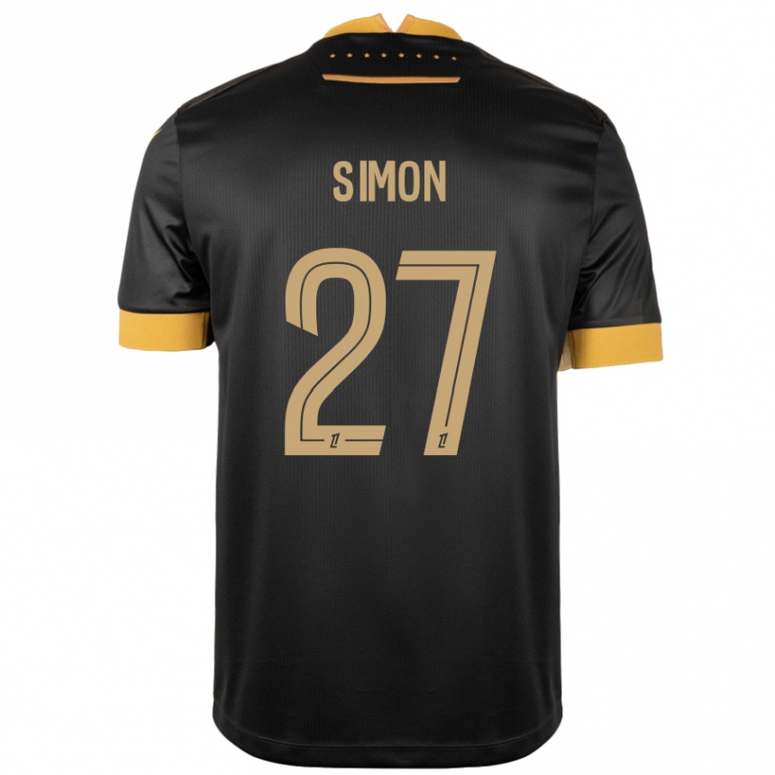 Kids Football Moses Simon #27 Black Brown Away Jersey 2024/25 T-Shirt