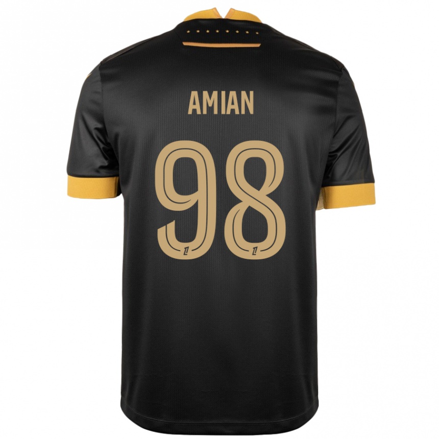 Kids Football Kelvin Amian #98 Black Brown Away Jersey 2024/25 T-Shirt