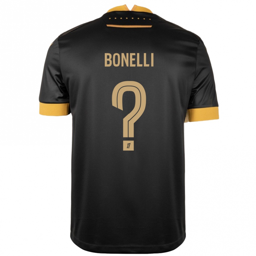 Kids Football Lucas Bonelli #0 Black Brown Away Jersey 2024/25 T-Shirt