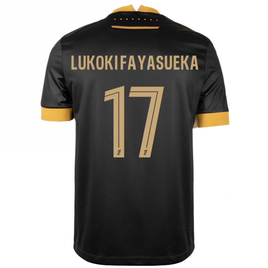 Kids Football Kévin Lukoki Fayasueka #17 Black Brown Away Jersey 2024/25 T-Shirt