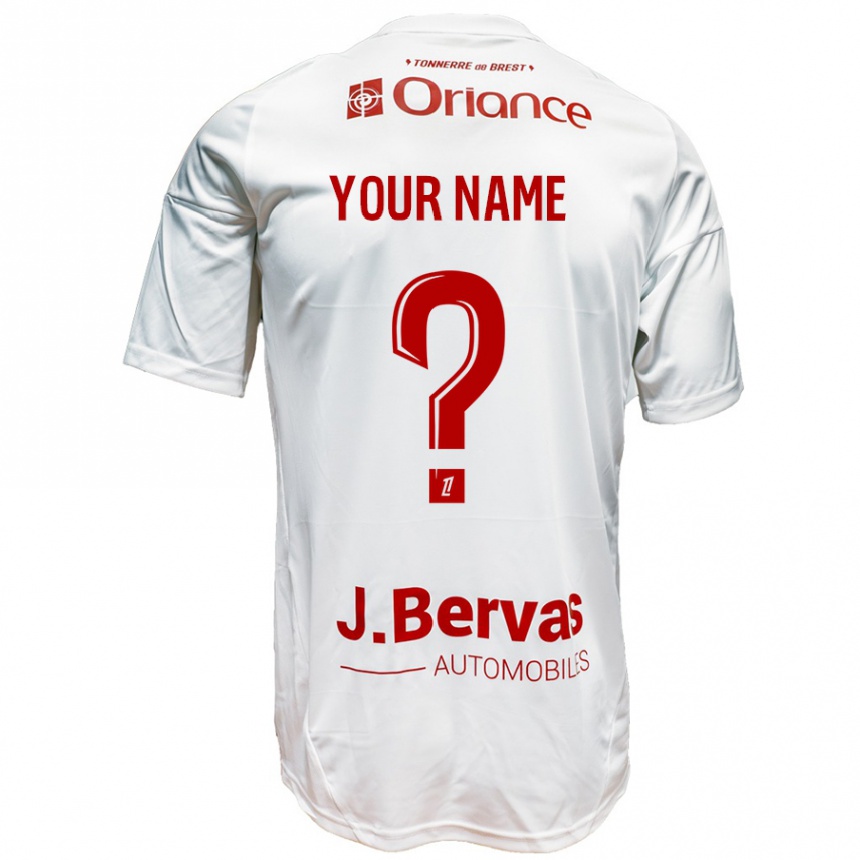 Kids Football Your Name #0 White Red Away Jersey 2024/25 T-Shirt