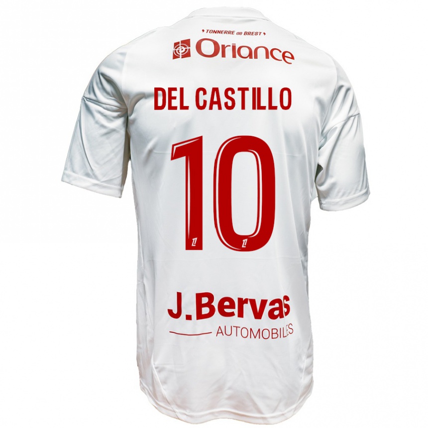 Kids Football Romain Del Castillo #10 White Red Away Jersey 2024/25 T-Shirt