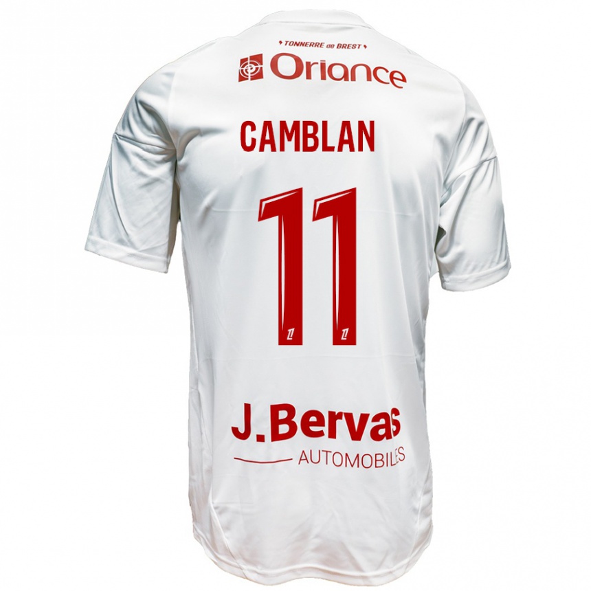 Kids Football Axel Camblan #11 White Red Away Jersey 2024/25 T-Shirt