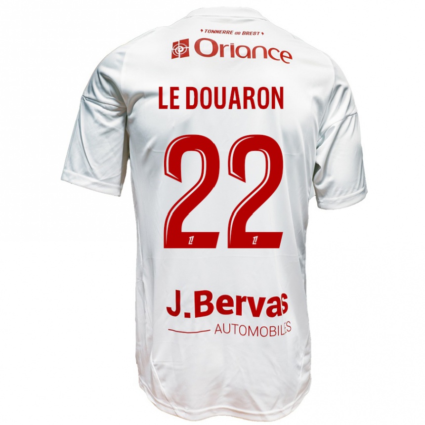 Kids Football Jérémy Le Douaron #22 White Red Away Jersey 2024/25 T-Shirt