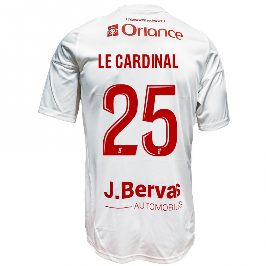 Kids Football Julien Le Cardinal #25 White Red Away Jersey 2024/25 T-Shirt