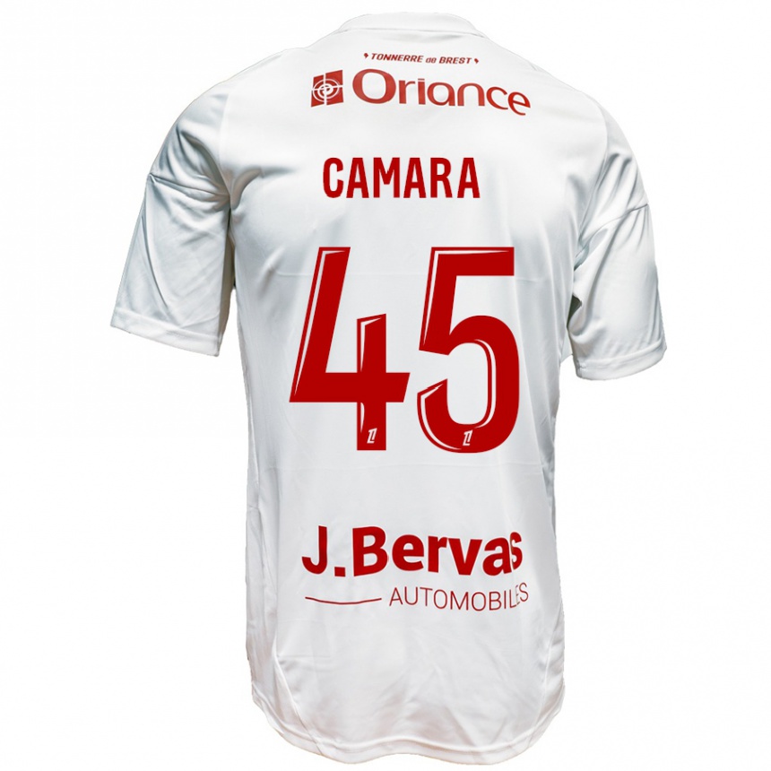 Kids Football Mahdi Camara #45 White Red Away Jersey 2024/25 T-Shirt