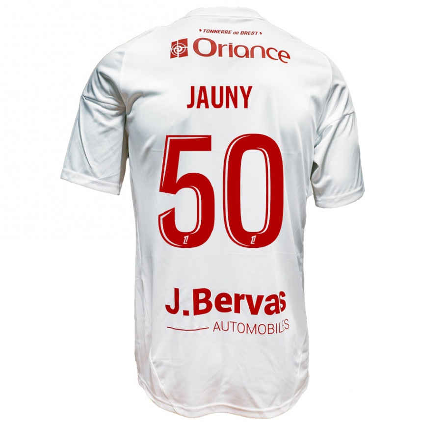 Kids Football Noah Jauny #50 White Red Away Jersey 2024/25 T-Shirt