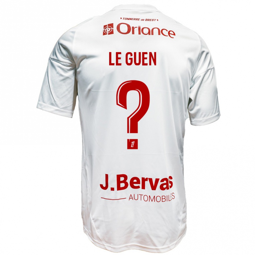 Kids Football Raphaël Le Guen #0 White Red Away Jersey 2024/25 T-Shirt