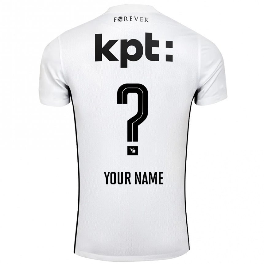 Kids Football Your Name #0 White Black Away Jersey 2024/25 T-Shirt