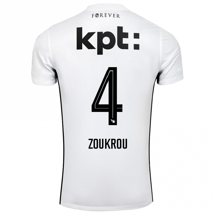 Kids Football Tanguy Zoukrou #4 White Black Away Jersey 2024/25 T-Shirt