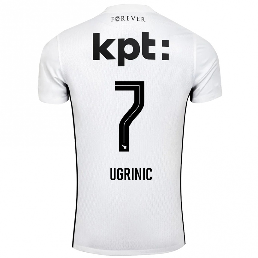 Kids Football Filip Ugrinic #7 White Black Away Jersey 2024/25 T-Shirt