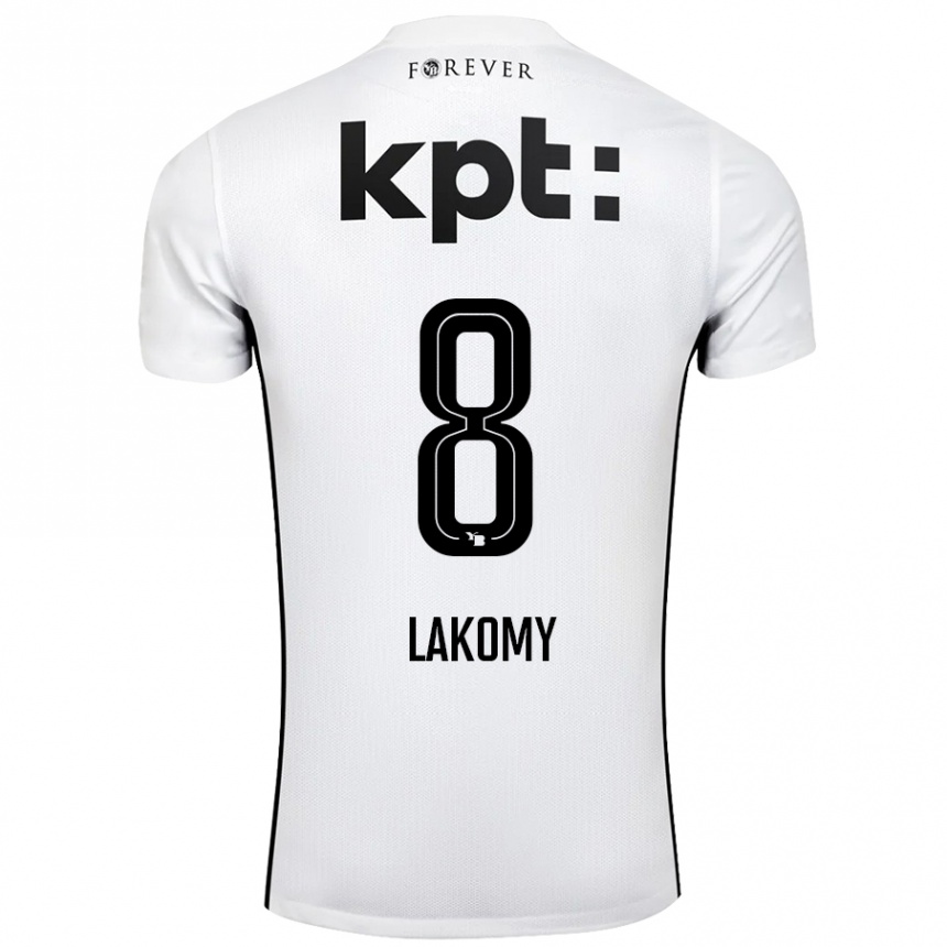 Kids Football Lukasz Lakomy #8 White Black Away Jersey 2024/25 T-Shirt