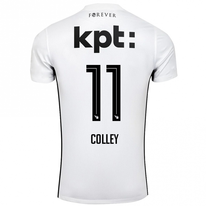 Kids Football Ebrima Colley #11 White Black Away Jersey 2024/25 T-Shirt