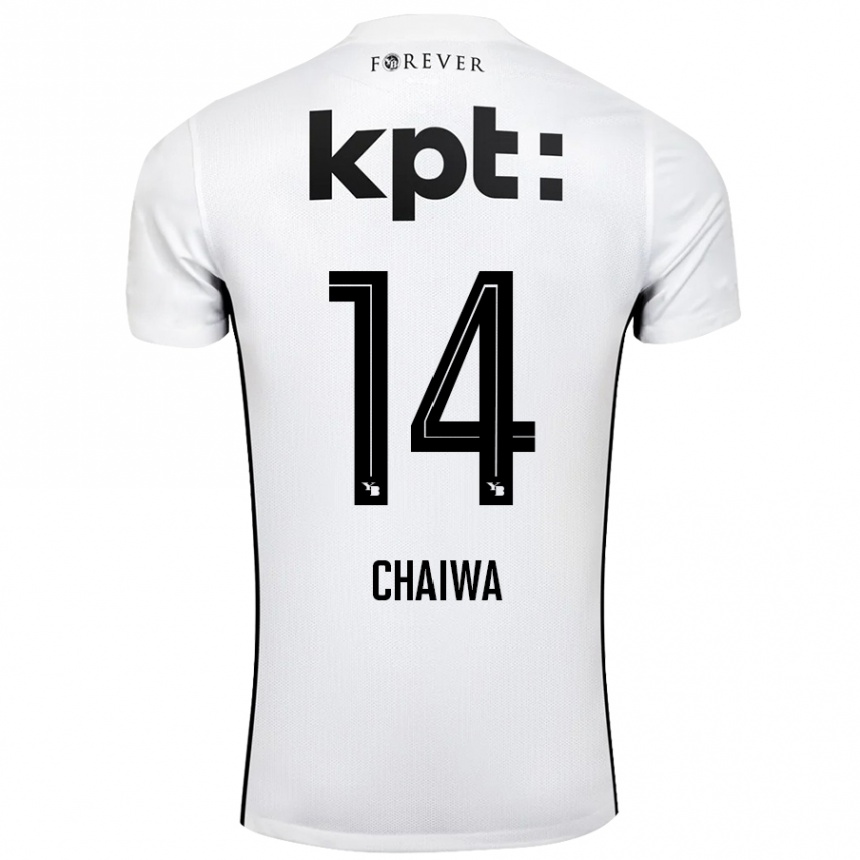 Kids Football Miguel Chaiwa #14 White Black Away Jersey 2024/25 T-Shirt