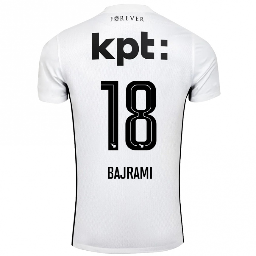 Kids Football Ardian Bajrami #18 White Black Away Jersey 2024/25 T-Shirt