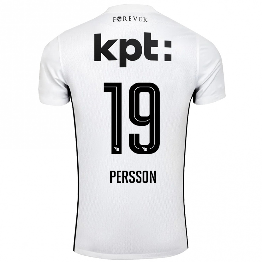 Kids Football Noah Persson #19 White Black Away Jersey 2024/25 T-Shirt