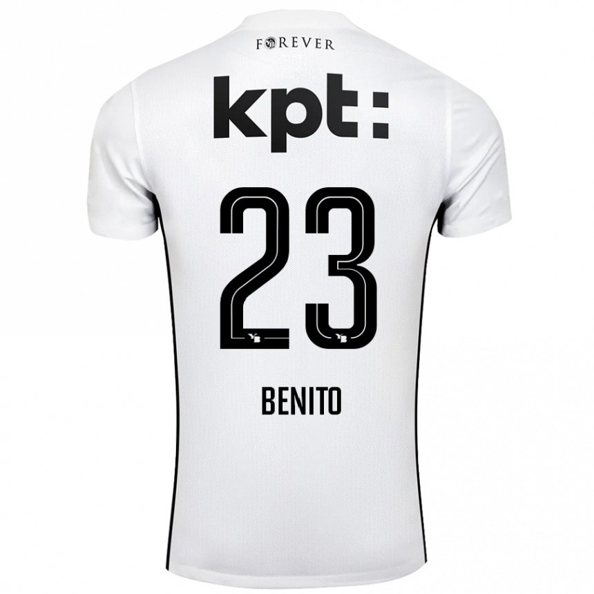 Kids Football Loris Benito #23 White Black Away Jersey 2024/25 T-Shirt