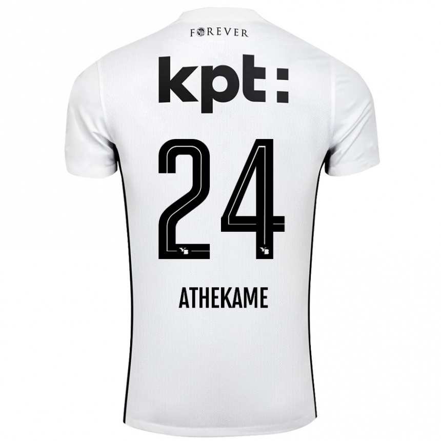 Kids Football Zachary Athekame #24 White Black Away Jersey 2024/25 T-Shirt