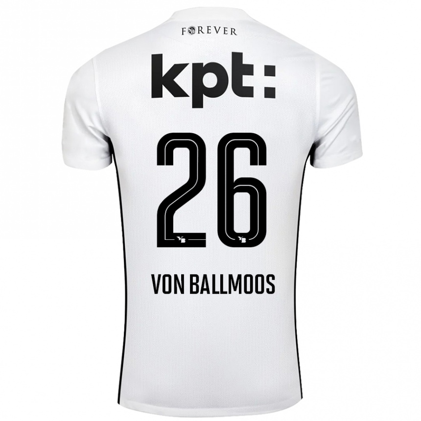 Kids Football David Von Ballmoos #26 White Black Away Jersey 2024/25 T-Shirt