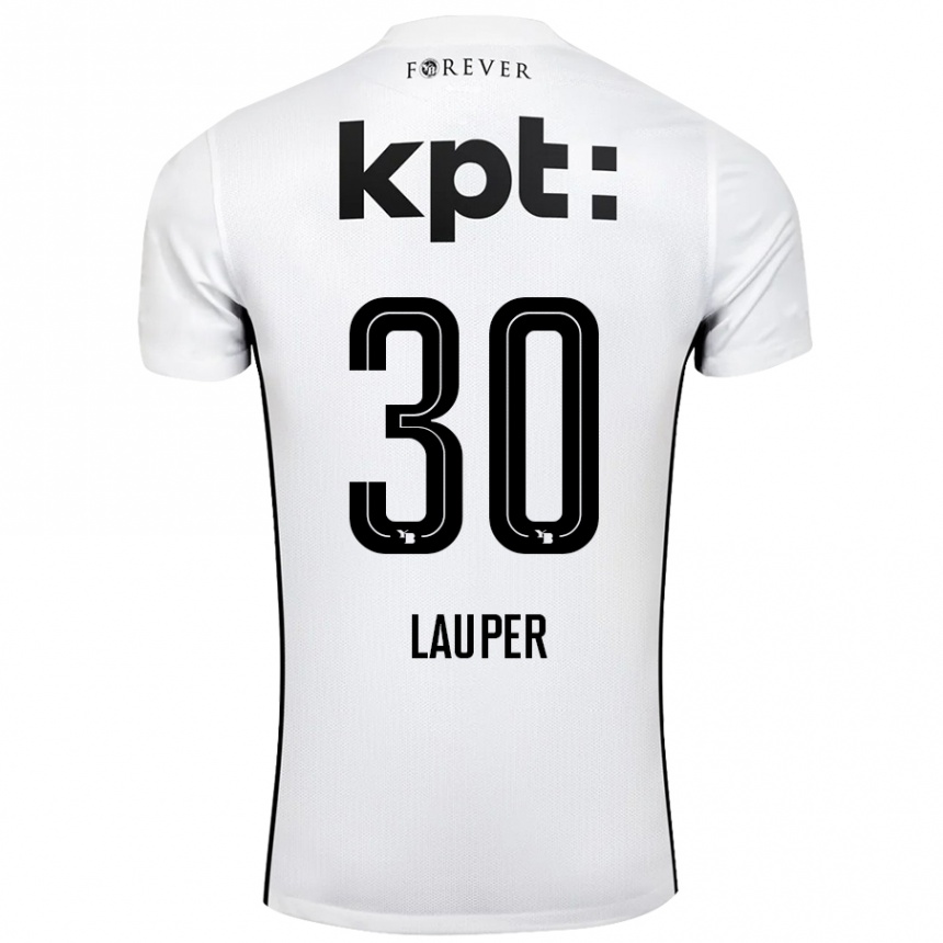 Kids Football Sandro Lauper #30 White Black Away Jersey 2024/25 T-Shirt