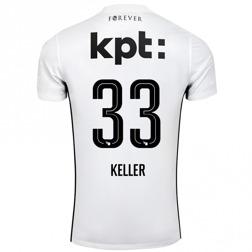 Kids Football Marvin Keller #33 White Black Away Jersey 2024/25 T-Shirt