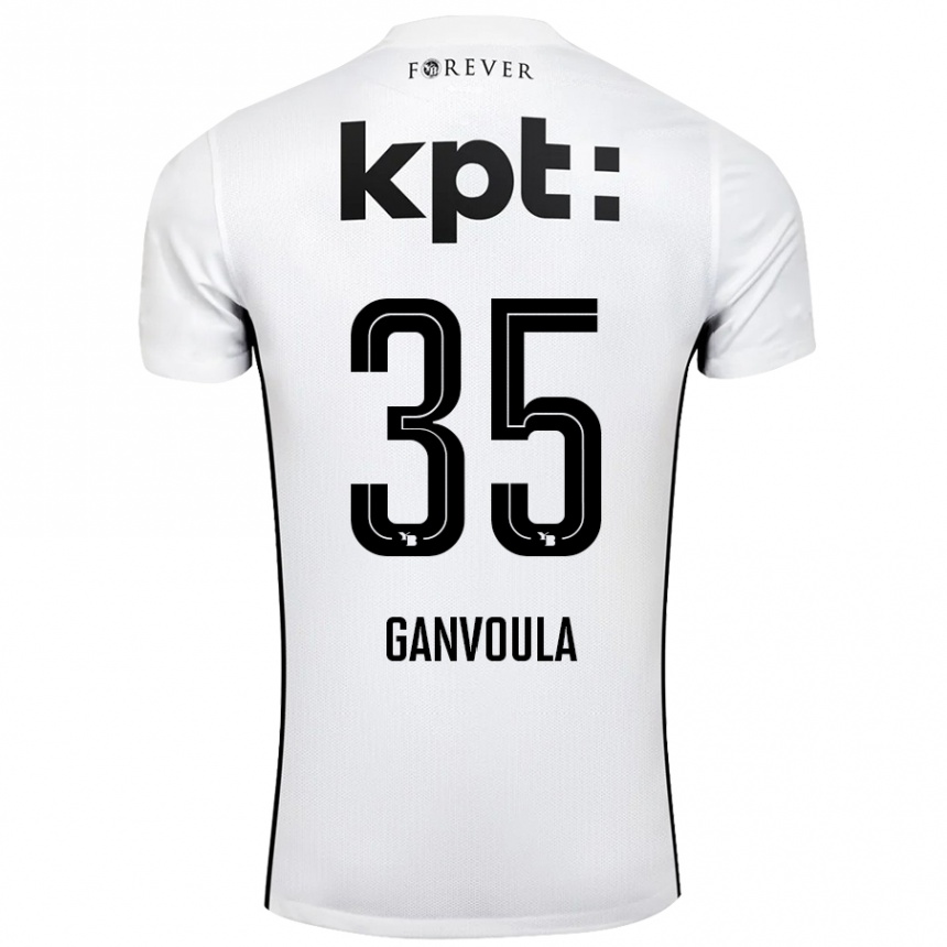 Kids Football Silvere Ganvoula #35 White Black Away Jersey 2024/25 T-Shirt