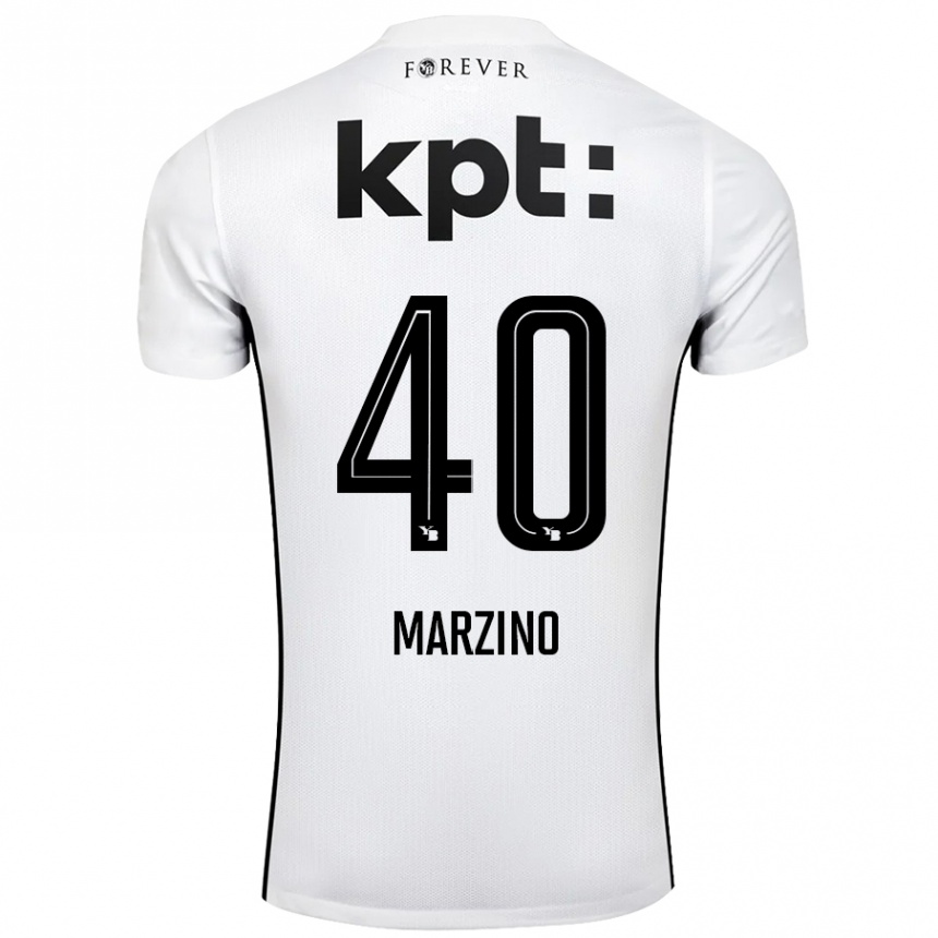 Kids Football Dario Marzino #40 White Black Away Jersey 2024/25 T-Shirt