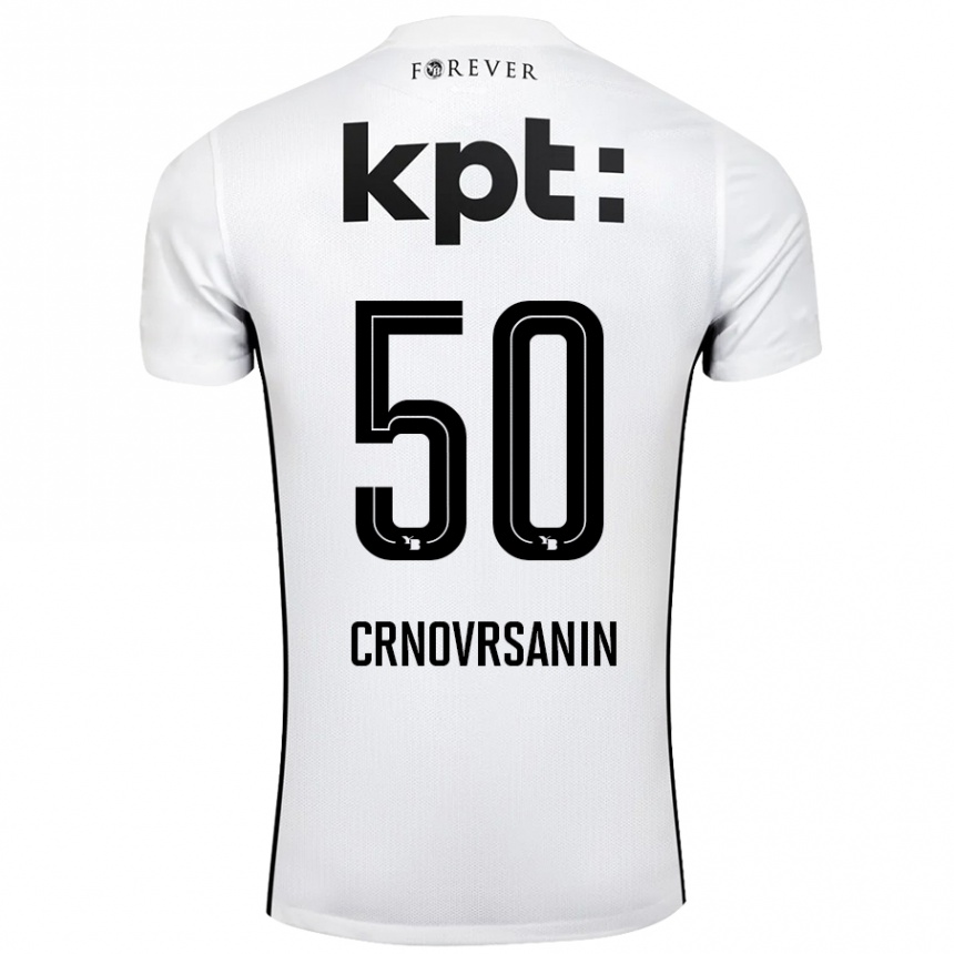 Kids Football Sadin Crnovrsanin #50 White Black Away Jersey 2024/25 T-Shirt