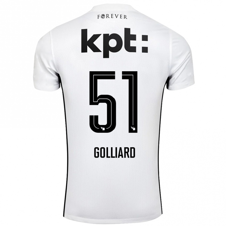 Kids Football Théo Golliard #51 White Black Away Jersey 2024/25 T-Shirt